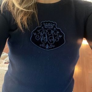 Ralph Lauren Christmas 🌲sweater with velvet logo crest: size extra small